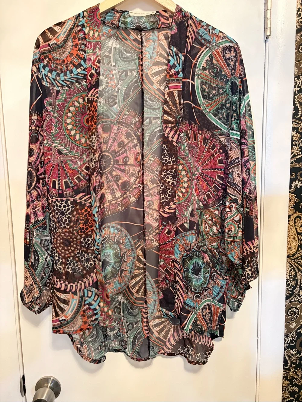 Women's Multicolor Patterned Kimono Jacket